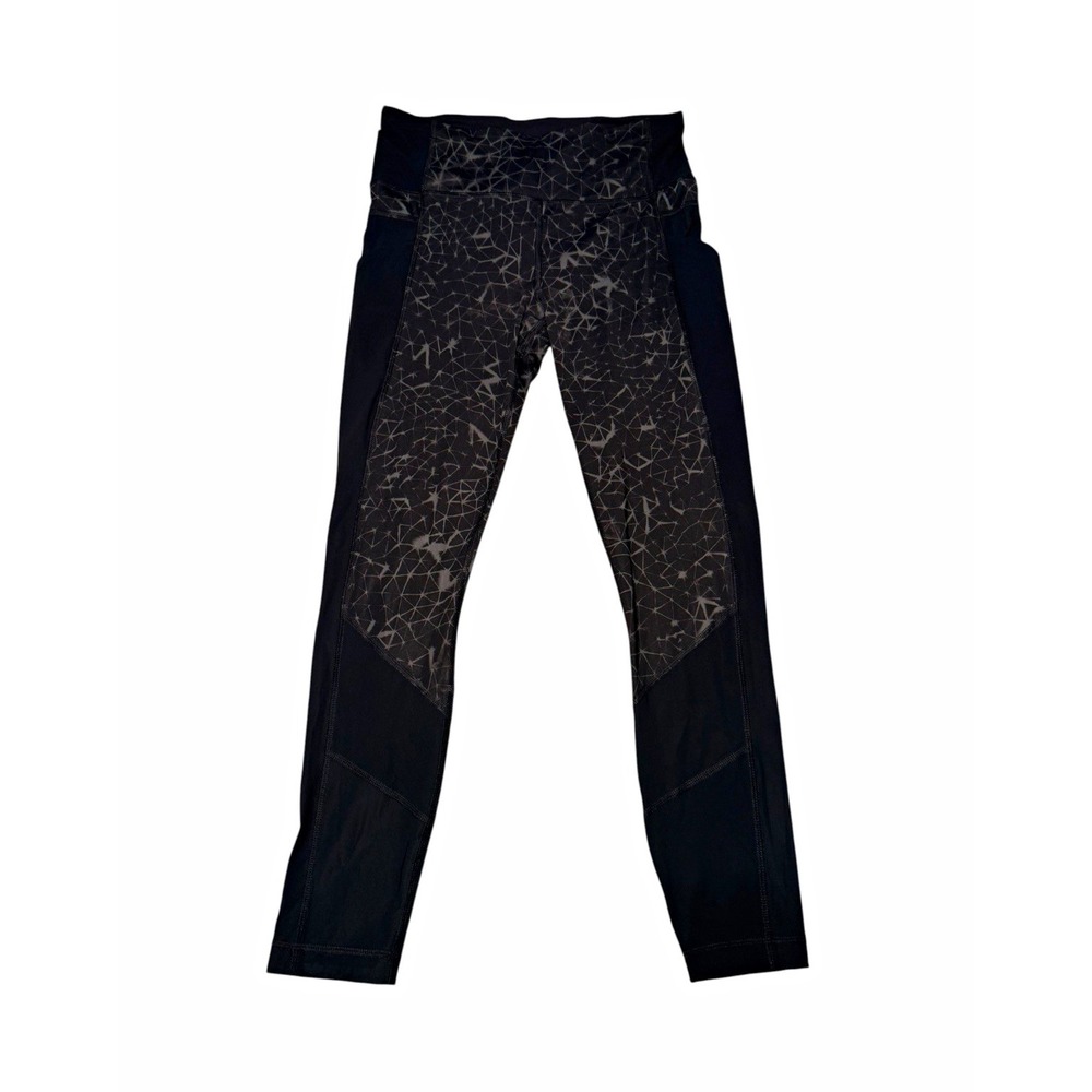 Lululemon Black/Gray Geometric Ankle Leggings Zip Pocket Size 6